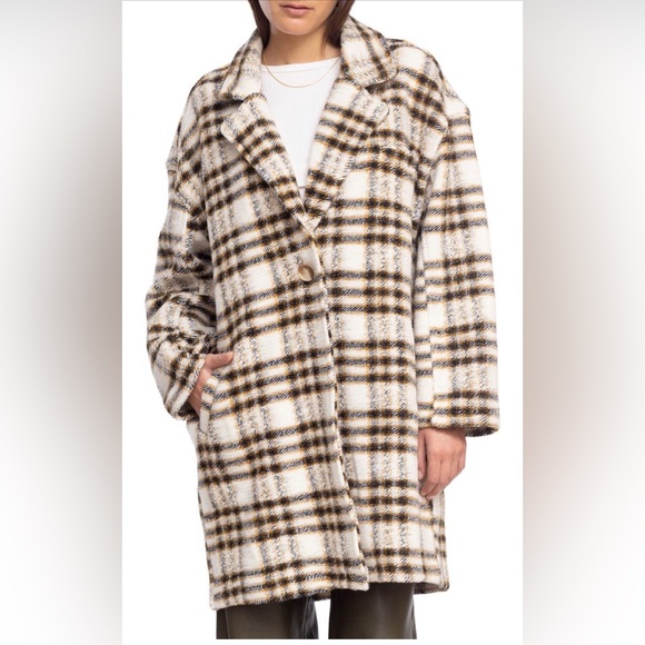 ✨Host Pick✨Blank NYC Plaid Lightweight Teddy Coat- Sz Medium - Picture 3 of 5